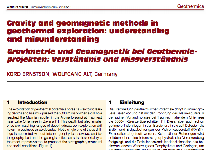 Gravimetrie und Geomagnetik Geothermie Exploration Artikel